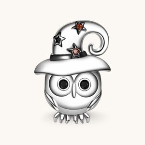 🎆Gnoce Sterling Silver 925 Owl with Wizard Hat Bracelet Charm